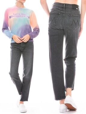 MOTHER SUPERIOR Gray The Tomcat Say You're Sorry Ankle Straight Jeans